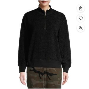 Time & Tru Women’s Black “Sherpa” Quarter Zip
